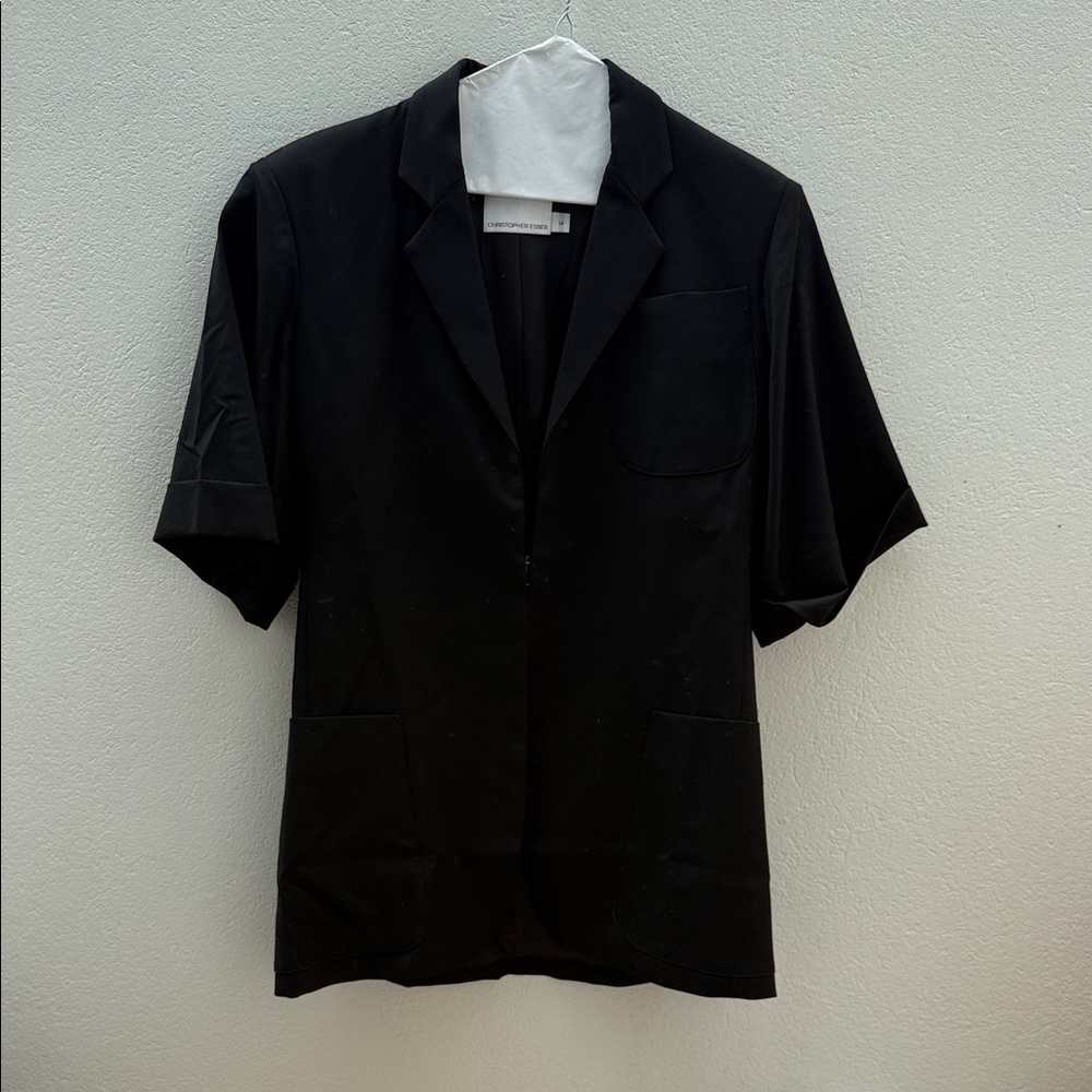 Christopher Esber Black Short Sleeve Blazer Wool Tailored Minimal Size 6